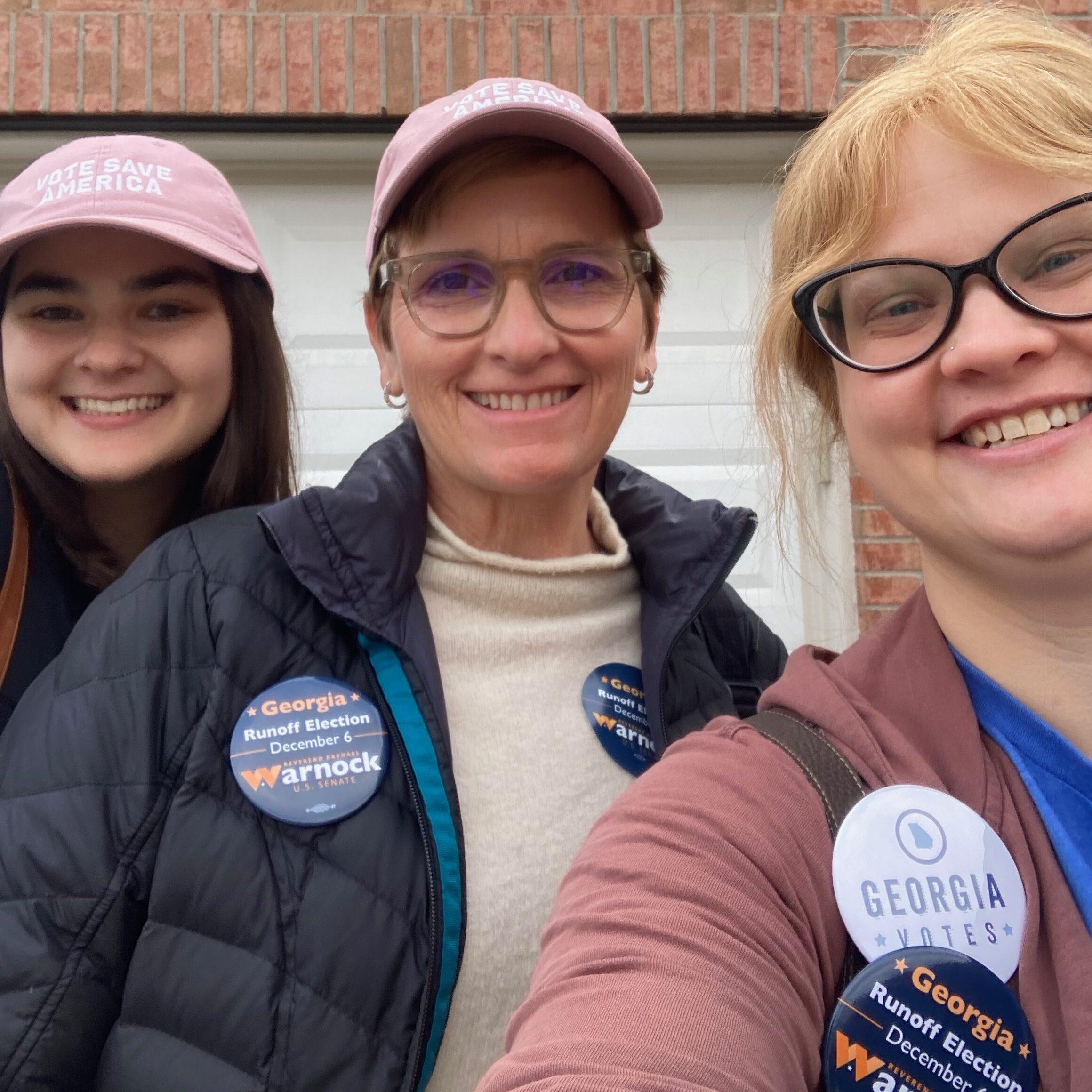VSA volunteers pause for a selfie while canvassing in Georgia