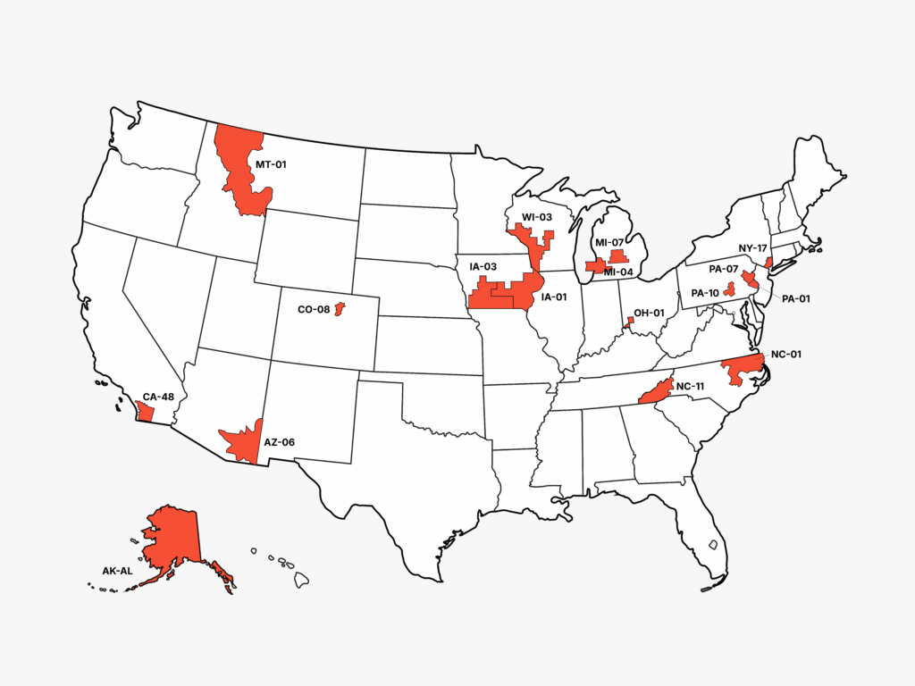 Map of target congressional districts for 2026.